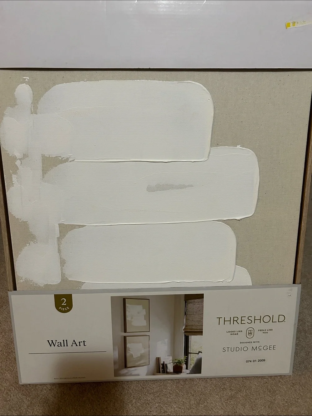 Studio McGee 16” x 20” White Patches Canvas Wall Art Duo/ Threshold